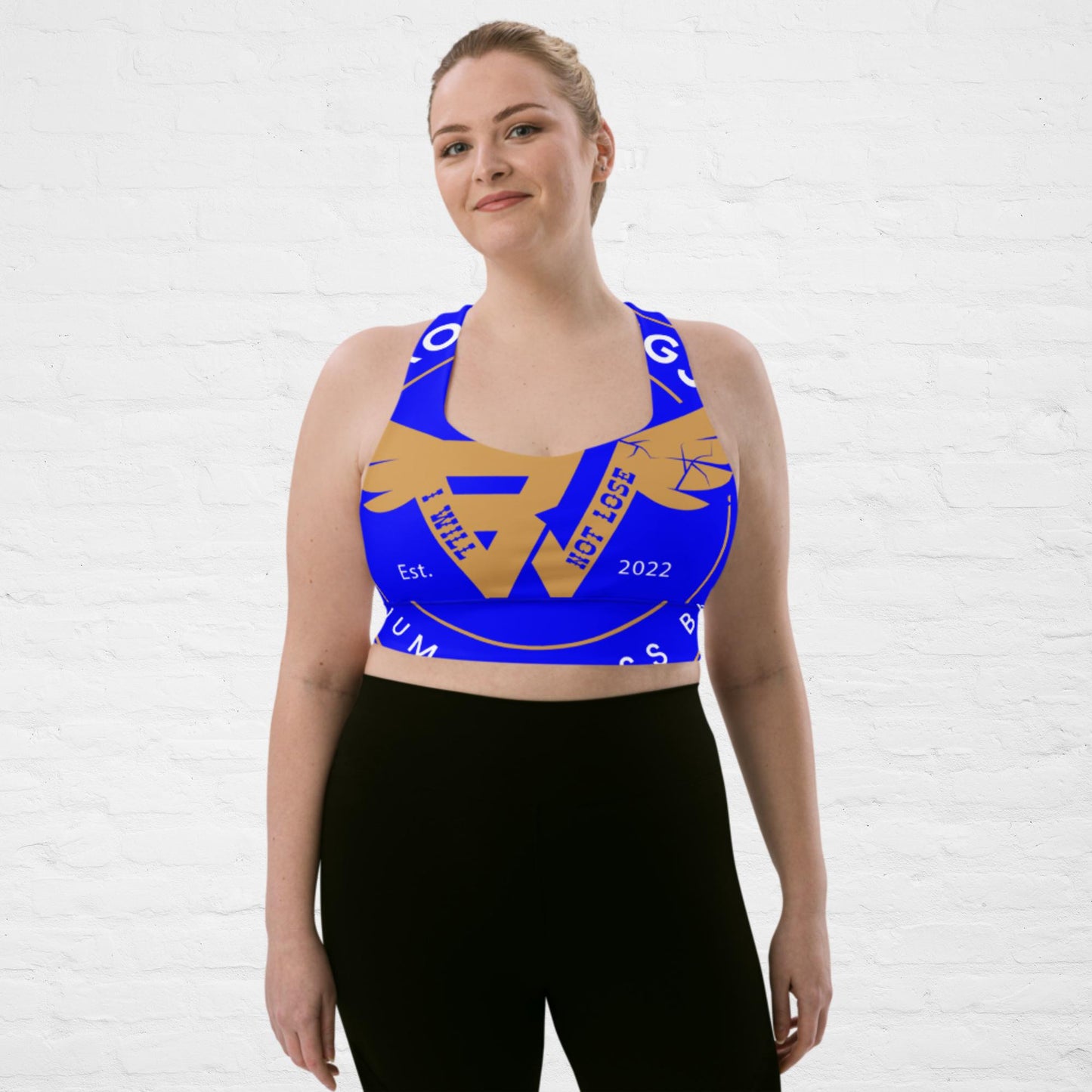 Blue KlassiQ IWNL Longline sports bra by BWFB