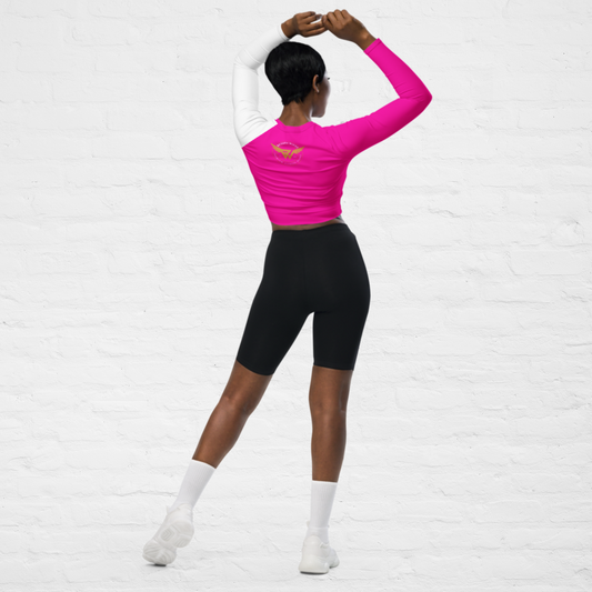 Hot Gurl Pink KlassiQ IWNL long-sleeve crop top by BWFB