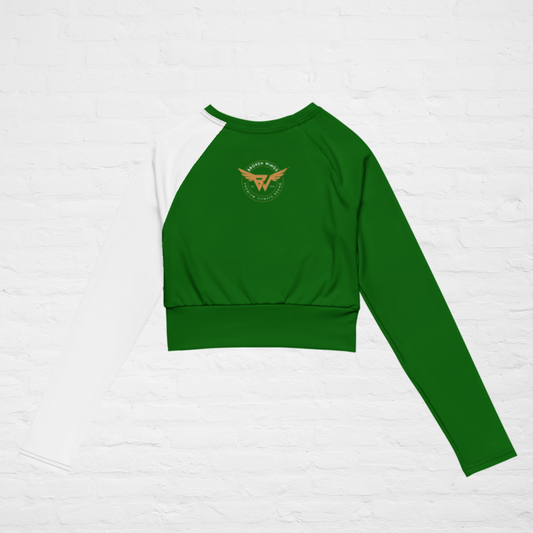 Green KlassiQ IWNL long-sleeve crop top by BWFB