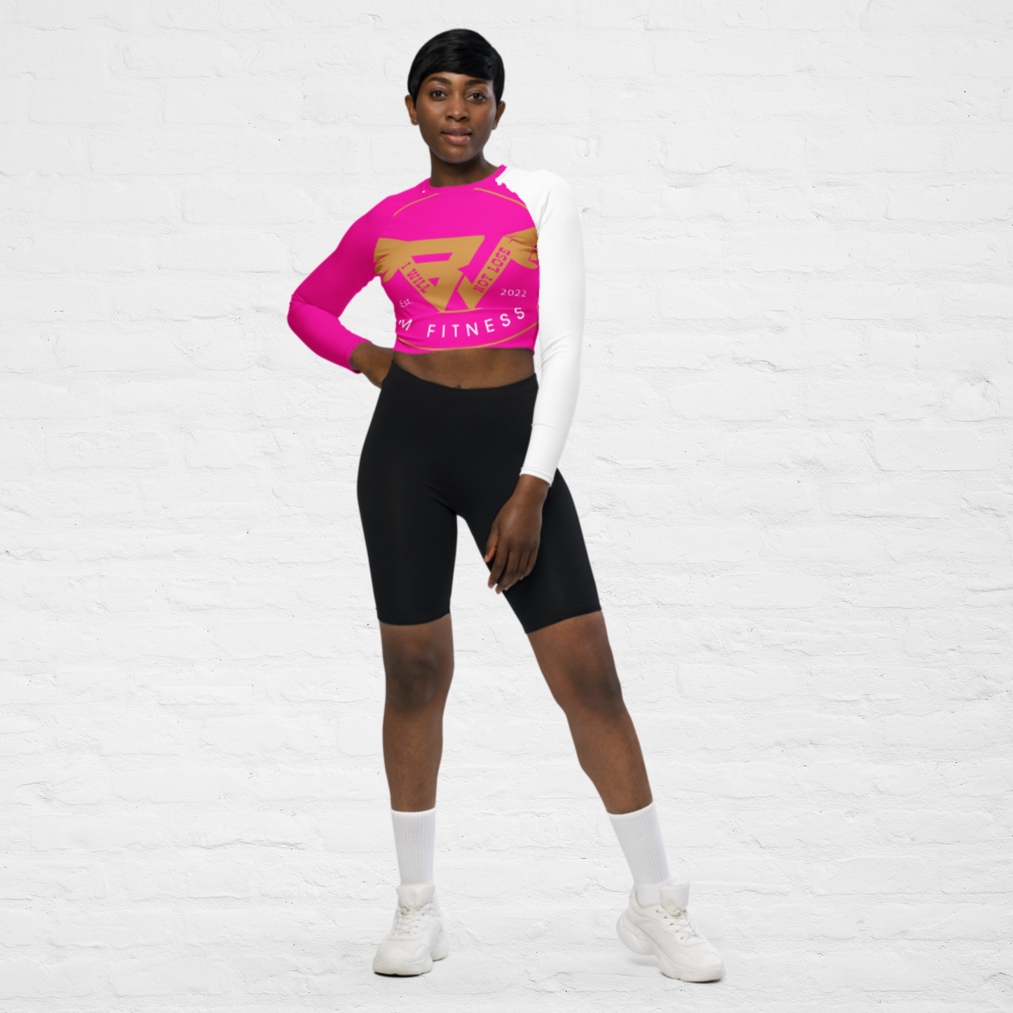 Hot Gurl Pink KlassiQ IWNL long-sleeve crop top by BWFB