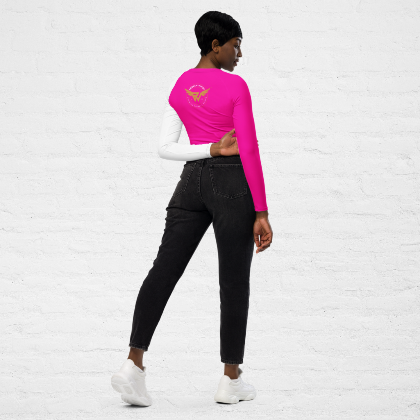 Hot Gurl Pink KlassiQ IWNL long-sleeve crop top by BWFB