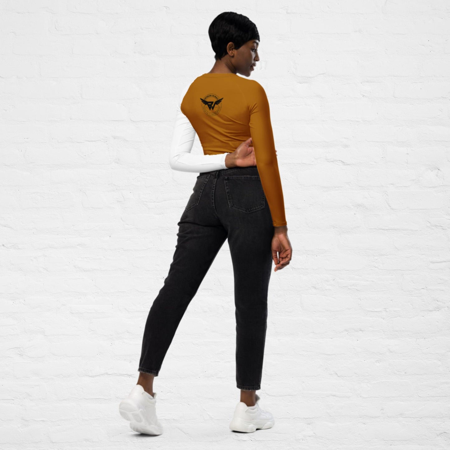 Gold KlassiQ IWNL long-sleeve crop top by BWFB